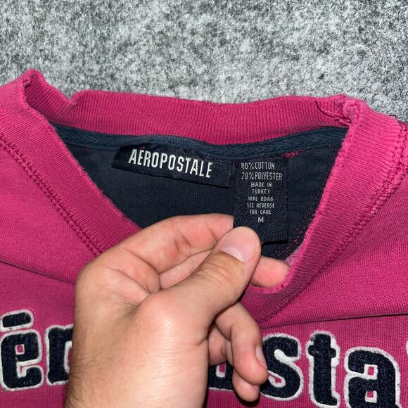 Aéropostale Pink Logo Crewneck Sweatshirt Women’s Size Medium - Picture 2 of 5